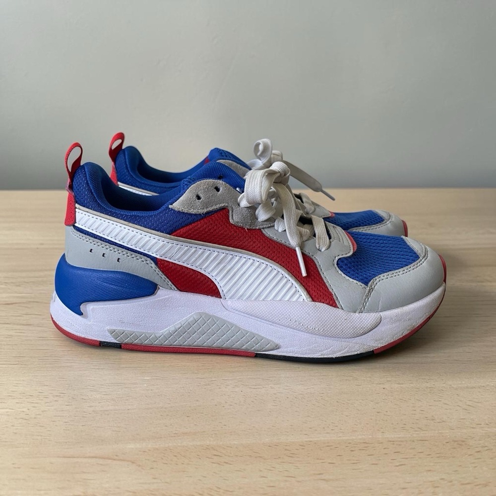 Puma X Ray 372602-04 Running Shoes Sneakers Size 7 EU 39 White Blue Red